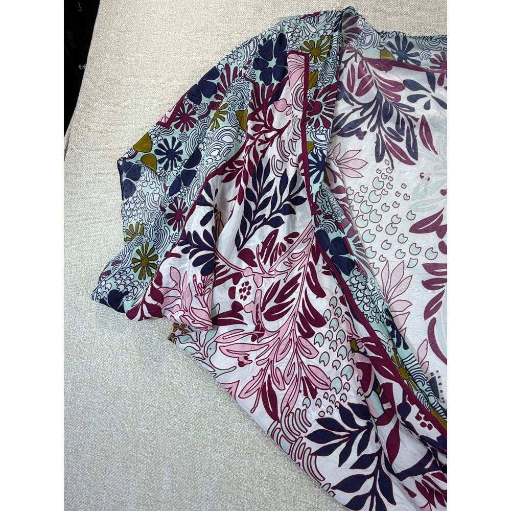 Anthropologie Women's One Size White Maroon Floral Print Open Front Shrug Top - Picture 9 of 11